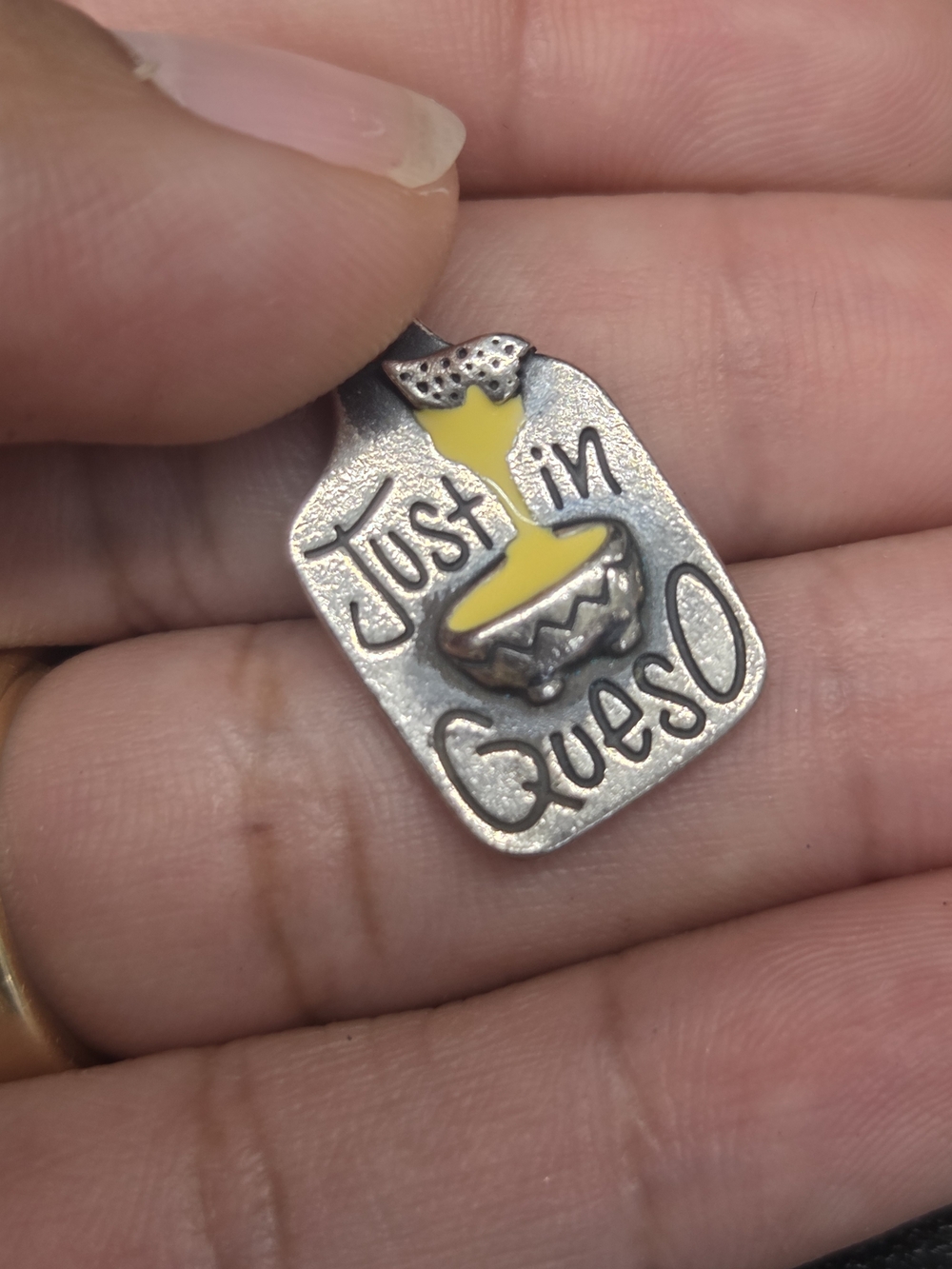 James Avery Silver Tone 'Just in Queso' Yellow Accent Charm